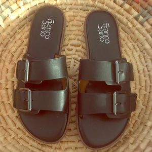Franco Sarto Blk double Buckle slide NEW